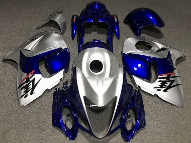 Aftermarket 2008-2019 Gloss Silver and Blue Suzuki GSXR 1300 Motorcycle Fairings