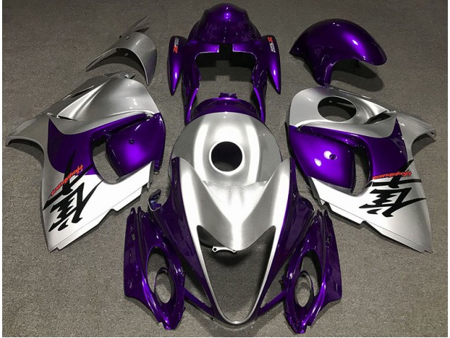 Aftermarket 2008-2019 Gloss Purple and Silver Suzuki GSXR 1300 Motorcycle Fairings Aftermarket 2008-2019 Gloss Purple and Silver Suzuki GSXR 1300 Motorcycle Fairings