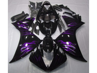 Aftermarket 2009-2012 Black & Purple Flame Yamaha R1 Motorcycle Fairings