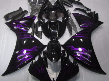 Aftermarket 2009-2012 Black & Purple Flame Yamaha R1 Motorcycle Fairings
