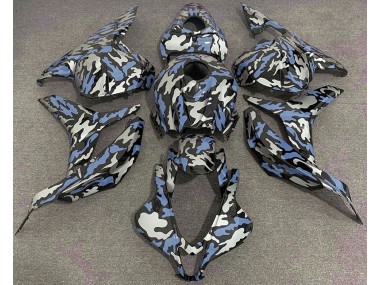 Aftermarket 2009-2012 Blue and Silver Camo Honda CBR600RR Motorcycle Fairings
