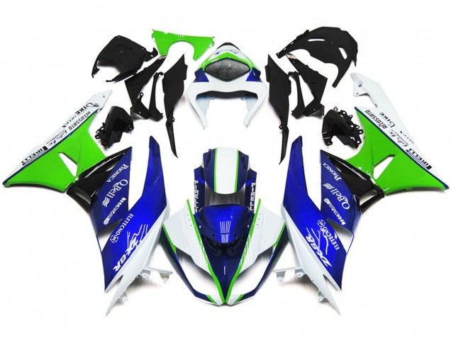 Aftermarket 2009-2012 Deep Blue Green and White Kawasaki ZX6R Motorcycle Fairings Aftermarket 2009-2012 Deep Blue Green and White Kawasaki ZX6R Motorcycle Fairings