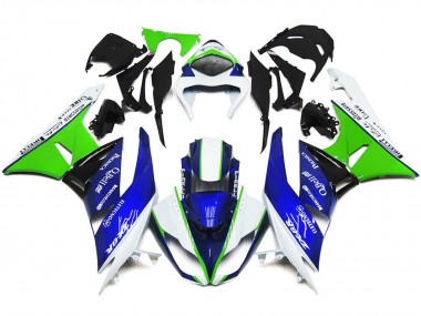 Aftermarket 2009-2012 Deep Blue Green and White Kawasaki ZX6R Motorcycle Fairings
