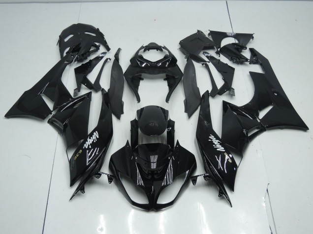 Aftermarket 2009-2012 Gloss Total Black Kawasaki ZX6R Motorcycle Fairings