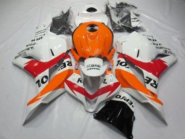 Aftermarket 2009-2012 White Red and Orange Repsol Honda CBR600RR Motorcycle Fairings