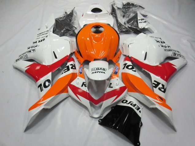 Aftermarket 2009-2012 White Red and Orange Repsol Honda CBR600RR Motorcycle Fairings Aftermarket 2009-2012 White Red and Orange Repsol Honda CBR600RR Motorcycle Fairings