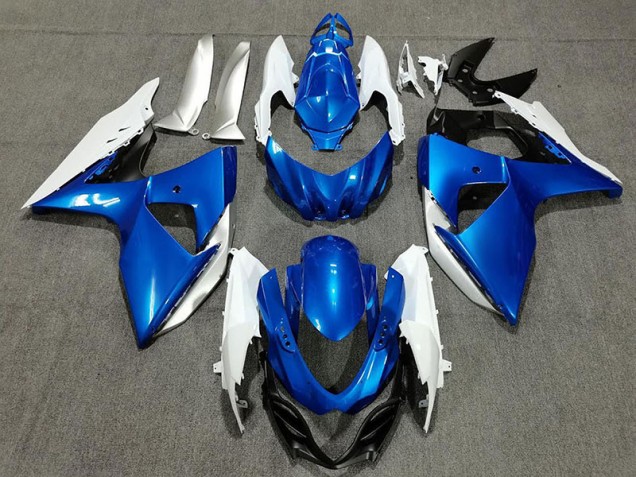 Aftermarket 2009-2016 Blue White and Silver Suzuki GSXR 1000 Motorcycle Fairings