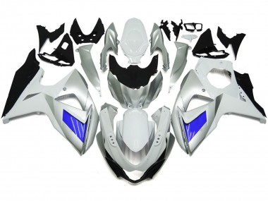Aftermarket 2009-2016 Custom Silver and White with Black Suzuki GSXR 1000 Motorcycle Fairings