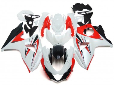 Aftermarket 2009-2016 Gloss Red with White and black Custom Style Suzuki GSXR 1000 Fairings