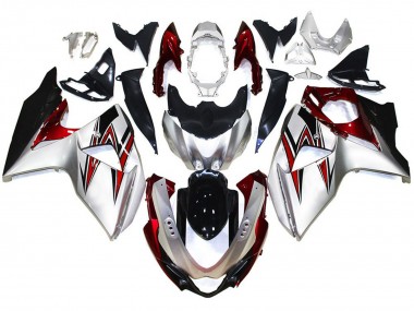 Aftermarket 2009-2016 Silver with Red Hints Suzuki GSXR 1000 Motorcycle Fairings