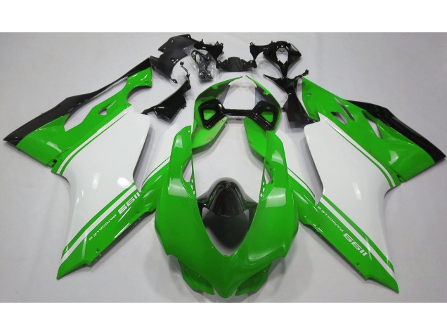 Aftermarket Gloss Green White and Black Ducati 1199 Motorcycle Fairings Aftermarket Gloss Green White and Black Ducati 1199 Motorcycle Fairings