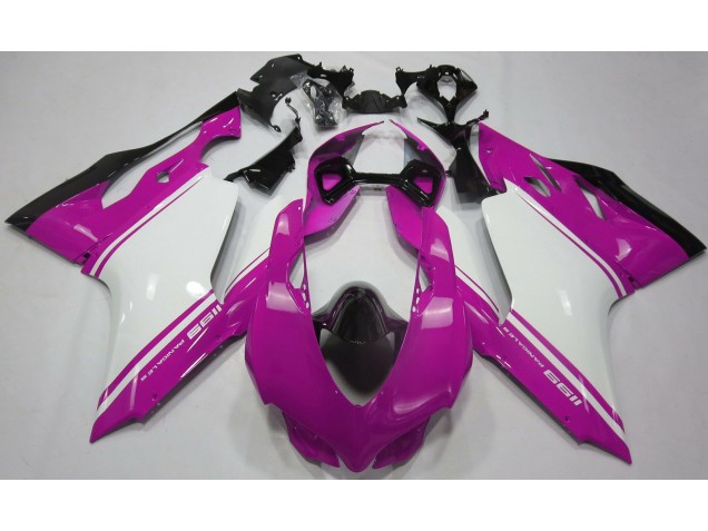 Aftermarket Gloss Pink White and Black Ducati 1199 Motorcycle Fairings Aftermarket Gloss Pink White and Black Ducati 1199 Motorcycle Fairings