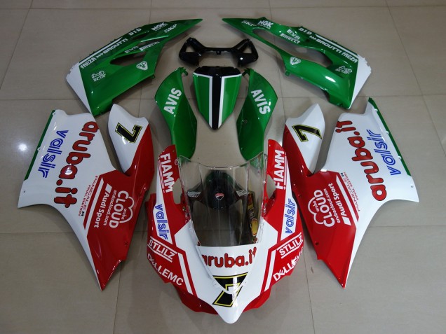Aftermarket Gloss White / Red / Green Ducati 1199 Motorcycle Fairings Aftermarket Gloss White / Red / Green Ducati 1199 Motorcycle Fairings
