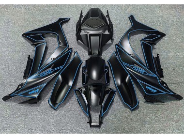 Aftermarket 2011-2015 Matte Black & Blue Lining Kawasaki ZX10R Fairings