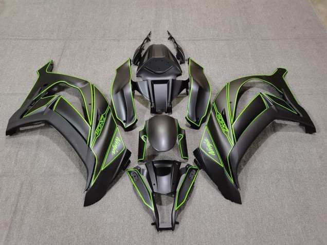 Aftermarket 2011-2015 Matte Black & Green Lining Kawasaki ZX10R Motorcycle Fairings Aftermarket 2011-2015 Matte Black & Green Lining Kawasaki ZX10R Motorcycle Fairings