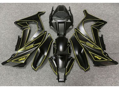 Aftermarket 2011-2015 Matte Black & Yellow Lining Kawasaki ZX10R Motorcycle Fairings
