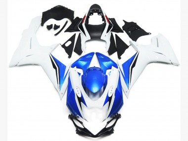 Aftermarket 2011-2020 Gloss White and Blue Style Suzuki GSXR 600-750 Motorcycle Fairings