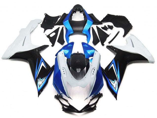Aftermarket 2011-2020 Light Blue and Gloss White Style with Black Suzuki GSXR 600-750 Motorcycle Fairings Aftermarket 2011-2020 Light Blue and Gloss White Style with Black Suzuki GSXR 600-750 Motorcycle Fairings