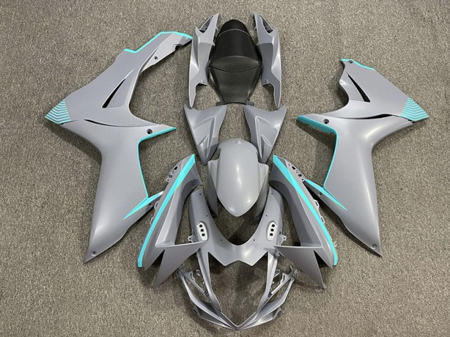 Aftermarket 2011-2020 Matte Nardo Gray & Teal Accents Suzuki GSXR 600-750 Motorcycle Fairings Aftermarket 2011-2020 Matte Nardo Gray & Teal Accents Suzuki GSXR 600-750 Motorcycle Fairings