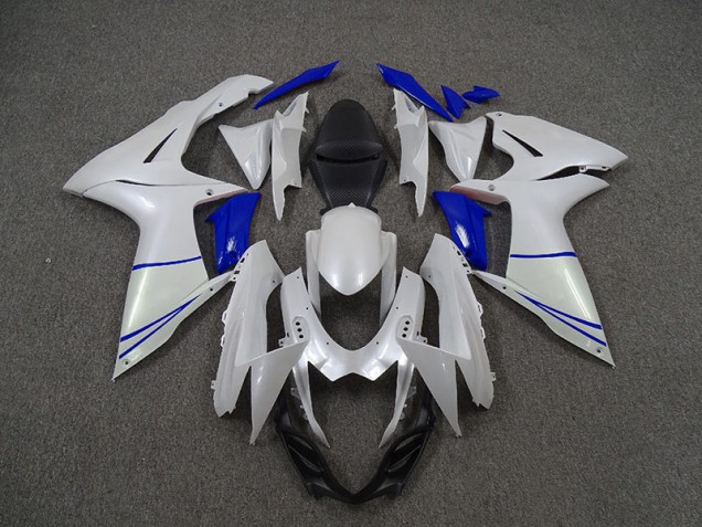 Aftermarket 2011-2020 Pearl White and Dark Blue Suzuki GSXR 600-750 Motorcycle Fairings Aftermarket 2011-2020 Pearl White and Dark Blue Suzuki GSXR 600-750 Motorcycle Fairings