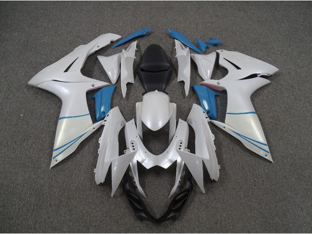 Aftermarket 2011-2020 Pearl White and Light Blue Suzuki GSXR 600-750 Motorcycle Fairings Aftermarket 2011-2020 Pearl White and Light Blue Suzuki GSXR 600-750 Motorcycle Fairings