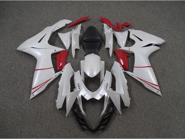 Aftermarket 2011-2020 Pearl White and Red Suzuki GSXR 600-750 Motorcycle Fairings Aftermarket 2011-2020 Pearl White and Red Suzuki GSXR 600-750 Motorcycle Fairings