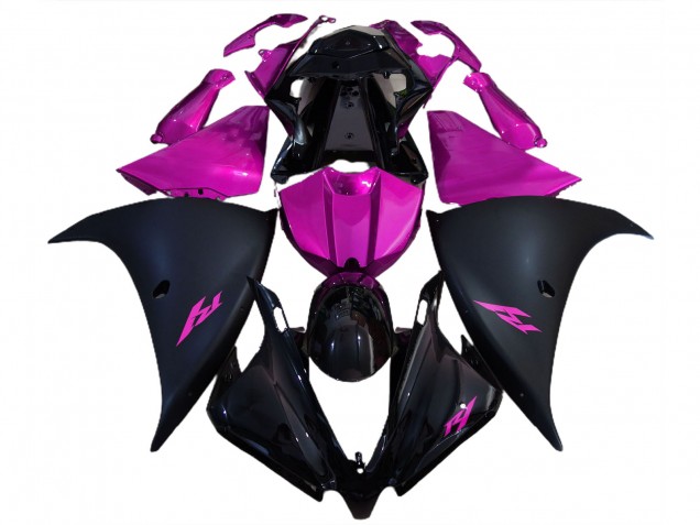 Aftermarket 2012-2014 Matte Black and Pink Yamaha R1 Motorcycle Fairings Aftermarket 2012-2014 Matte Black and Pink Yamaha R1 Motorcycle Fairings