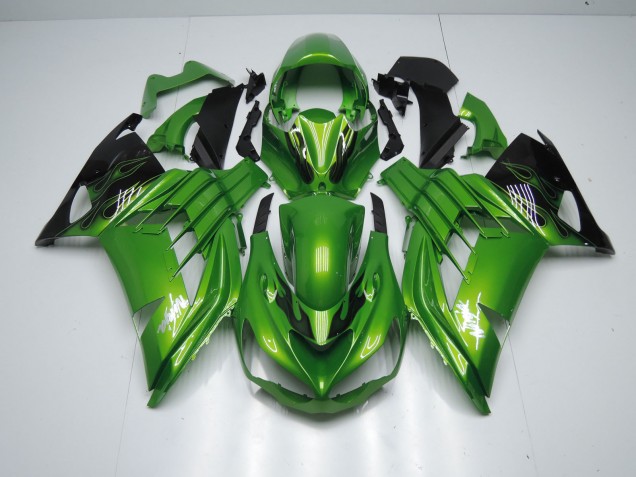 Aftermarket 2012-2019 Green Flame Kawasaki ZX14R Motorcycle Fairings