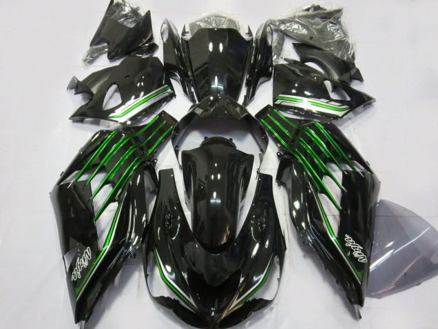 Aftermarket 2012-2019 Gloss Black with Green Kawasaki ZX14R Motorcycle Fairings Aftermarket 2012-2019 Gloss Black with Green Kawasaki ZX14R Motorcycle Fairings