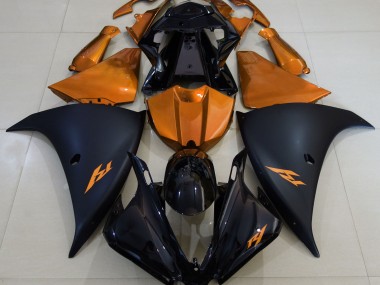 Aftermarket 2013-2014 Matte Black and Orange Yamaha R1 Fairings