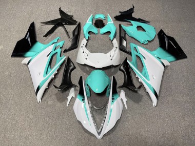 Aftermarket 2013-2016 Gloss White and Teal Triumph Daytona 675 Motorcycle Fairings