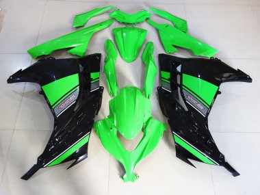 Aftermarket 2013-2018 Black and Green Gloss Kawasaki Ninja 300 Motorcycle Fairings