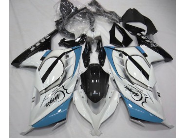 Aftermarket 2013-2018 Gloss White & Light Blue Kawasaki Ninja 300 Motorcycle Fairings