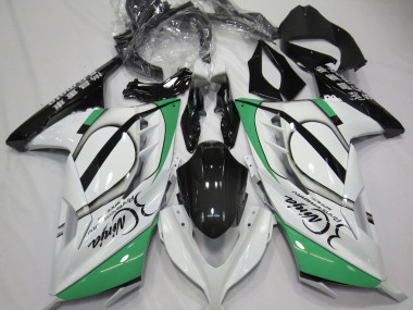 Aftermarket 2013-2018 Gloss White and Green Kawasaki Ninja 300 Motorcycle Fairings