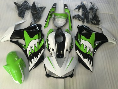 Aftermarket 2015-2018 Lime Green and White Shark Yamaha R3 Motorcycle Fairings