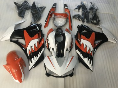 Aftermarket 2015-2018 Orange and White Shark Yamaha R3 Motorcycle Fairings