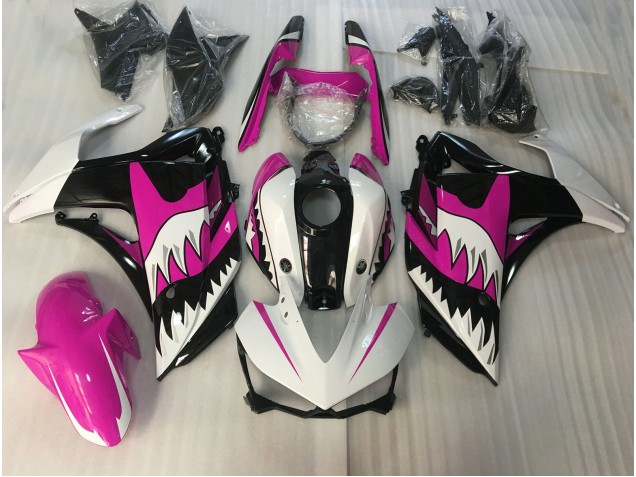Aftermarket 2015-2018 Pink and White Shark Yamaha R3 Motorcycle Fairings