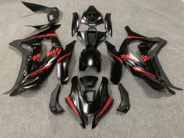Aftermarket 2016-2019 Matte Black w Red Kawasaki ZX10R Motorcycle Fairings Aftermarket 2016-2019 Matte Black w Red Kawasaki ZX10R Motorcycle Fairings