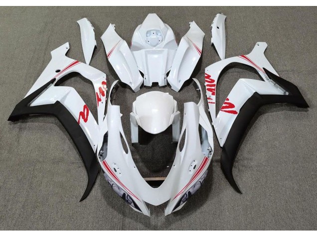 Aftermarket 2016-2019 Pearl White & Red Kawasaki ZX10R Motorcycle Fairings Aftermarket 2016-2019 Pearl White & Red Kawasaki ZX10R Motorcycle Fairings