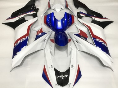 Aftermarket 2017-2019 Gloss White and Deep Blue Yamaha R6 Motorcycle Fairings