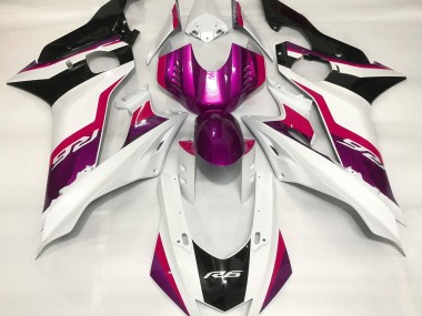 Aftermarket 2017-2019 Pink and Gloss White Yamaha R6 Motorcycle Fairings