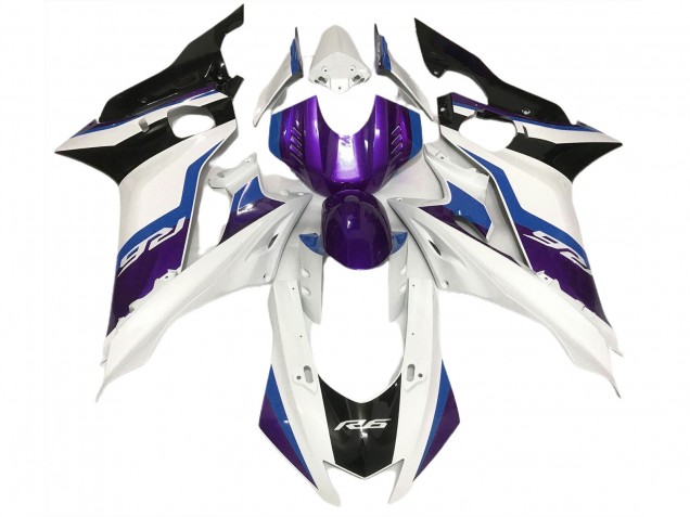 Aftermarket 2017-2019 Purple and Gloss White Yamaha R6 Motorcycle Fairings Aftermarket 2017-2019 Purple and Gloss White Yamaha R6 Motorcycle Fairings