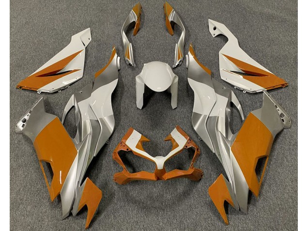 Aftermarket 2019-2020 Orange White and Silver Kawasaki ZX6R Fairings