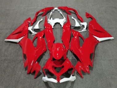 Aftermarket 2019-2020 Red with White Kawasaki ZX6R Motorcycle Fairings
