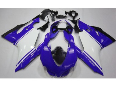 Aftermarket Gloss Blue White and Black Ducati 1199 Fairings