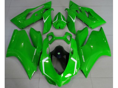Aftermarket Gloss Green & White Ducati 1199 Motorcycle Fairings