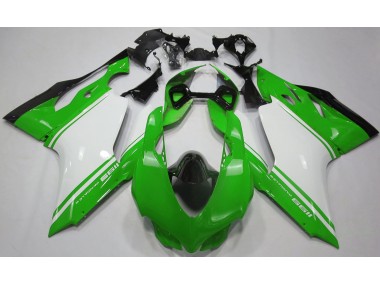 Aftermarket Gloss Green White and Black Ducati 1199 Motorcycle Fairings