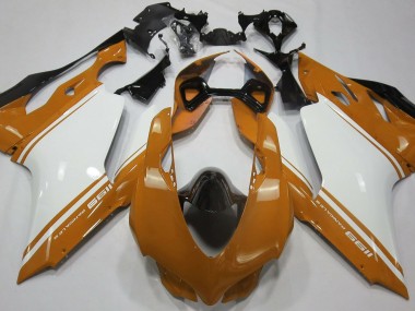 Aftermarket Gloss Orange White and Black Ducati 1199 Motorcycle Fairings